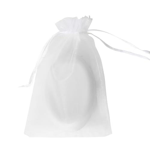 50PCS Organza Bags, 4x6 inches (10x15cm) Small Mesh Bags Drawstring, White Jewelry Gift Pouches for Easter, Wedding, Party, Festival, Bathroom Soaps - color: White-50PCS