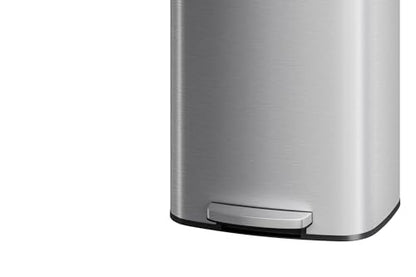 Garvee 21 gal / 80 L Stainless Steel Trash Can with Lid, Large Garbage Can for Kitchen, Rustproof Step-on Kitchen Metal Trash Bin with Liner Rim, Rear Handle, Soft Close Plastic Lid, Silver - color: Silver, size: 21.1 Gallons