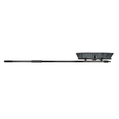 Restaurantware-Clean Tek Professional 17.13 Inch Push Broom, 1 Heavy-Duty Broom With 59” Handle - Medium Bristles, 2 Handle Attachment, Wooden, Commercial Use, For Deck, Garage, Yard, Patio