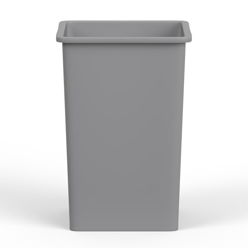 35 Gallon Gray Square Commercial Trash Garbage Can | Outdoor Office Restaurant School Kitchen - color: Gray, size: 35 Gallon, style: Trash Can
