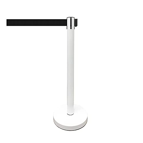 VIP Crowd Control Retractable Belt Stanchion Queue Safety Barrier Set, 36" Ht, 78" Belt (2 WHT Posts Black Belt) - color: 2 WHT Posts Black Belt