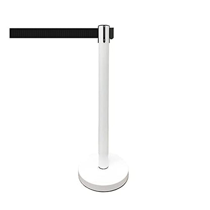 VIP Crowd Control Retractable Belt Stanchion Queue Safety Barrier Set, 36" Ht, 78" Belt (2 WHT Posts Black Belt) - color: 2 WHT Posts Black Belt