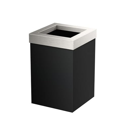 Gatco Small Bathroom Trash Can with Lid, Square 3 Gallon Stainless Steel Wastebasket, Under Sink, Matte Black and Satin Nickel, for Bathroom, Bedroom, Office (1915SN) - color: Matte Black / Satin Nickel