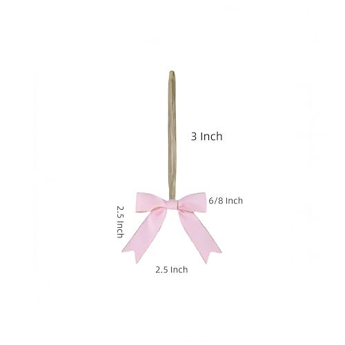 Meseey 30pcs 3 Inch Gold Stretch Elastic Loops with Pre-Tied Double Face Satin Gold Edge Ribbon Bows for Gift Wrapping,Baby Showers, Weddings, Christmas Boxes (3 Inch, Pink) - color: Pink, size: 3 Inch
