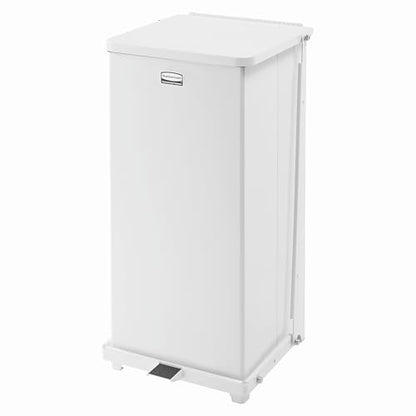 Rubbermaid Commercial Products Defenders Biohazard Step-On Trash Can 13-Gallon White Square Steel Waste Disposal in Doctors Office/Hospital/Medical/Healthcare Facilities - color: White, size: 13G