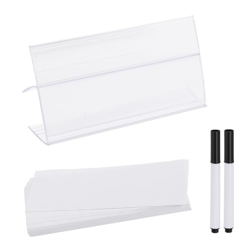 PATIKIL 3.1" x 1.8" Wire Shelf Label Holder, 20 Pack Reusable Plastic Price Tag Display Clip for 0.79" to 0.98" Thick Shelves with Paper Inserts Pens for Home Market Store, Clear - size: 3.1" x 1.8"(0.79-0.98)