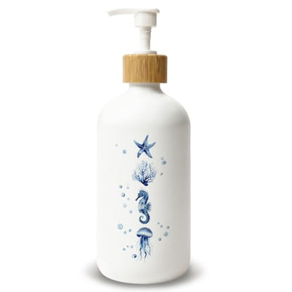 Coastal Beach Glass Soap Dispenser with Pump - color: Sea Animals 02