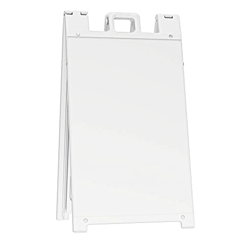 Plasticade Signicade Deluxe A Frame Sidewalk Curb Sign Portable Folding Double Sided Display with Quick Change System for Store Signs, White (2 Pack)
