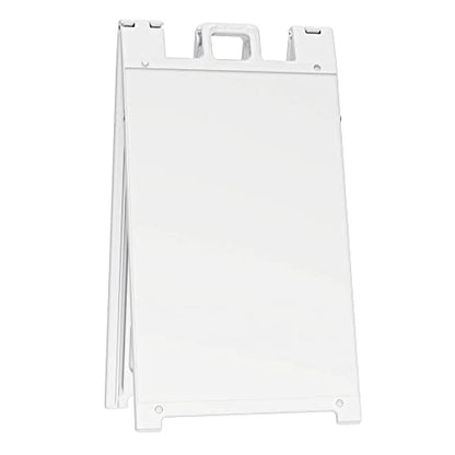 Plasticade Signicade Deluxe A Frame Sidewalk Curb Sign Portable Folding Double Sided Display with Quick Change System for Store Signs, White (2 Pack)