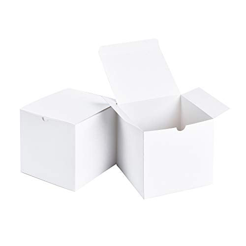 SHIPKEY 10 Pcs White Cardboard Gift Boxes with lids | 6x6x6inch Square Boxes | Medium Gift Boxes Suitable for Party, Wedding, Christmas, Holidays, Birthdays and All Other Occasions - color: White, size: 6"x6"x6"