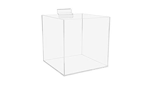 Marketing Holders 5 Inch Slatwall Retail Bin Clear Acrylic Merchandise Storage Organizer Bulk Product Dump Box Single Pocket Caddy for Retail Stores and Service Centers - size: 5"W x 5"D x 5.75"H