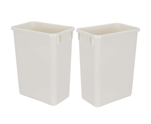 44-Quart, 11 Gallon Plastic Trash Can, 2 White Durable Garbage Bin - color: White, size: Double-Bins