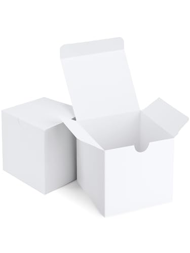 Eupako Gift Boxes 4x4x4 50 Pack White Kraft Paper Box with Lids - color: 4x4x4"_50 Pack_White