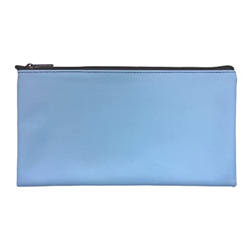 Zippered Security Bank Deposit Bag, PU Leather Cash and Coin Utility Pouch Bank Envelopes with Zipper (Sky blue) - color: Sky blue