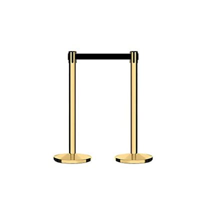 CCW 2-Pack Retractable Belt Barrier Stanchions, 7.5 Ft, Polished Brass - color: Black and Red Diagonal, size: 7.5 Foot