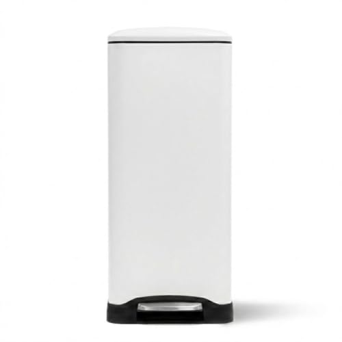 Home Zone Living 13 Gallon Kitchen Trash Can with Dual Compartments - color: Matte White