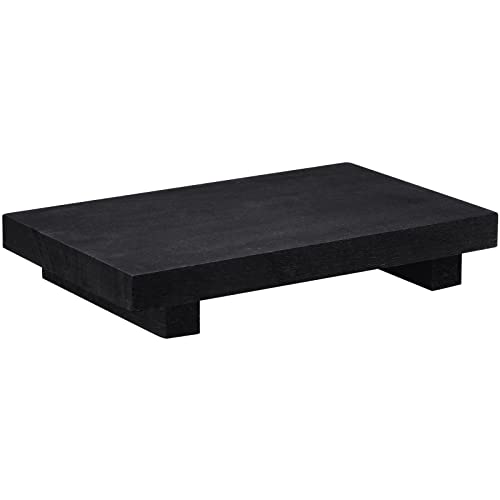 Nuogo Wood Pedestal Riser Stand for Kitchen Soap Tray,12 X 7 Inch,Black - color: Black, size: 12 x 7 Inch