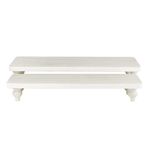 Ikee Design 2 Pcs Set Wooden Display Riser, Cupcake Dessert Display Riser - color: Wash White