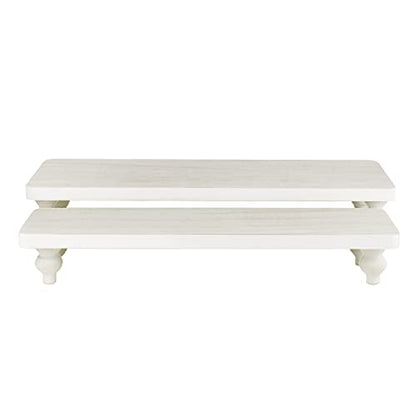 Ikee Design 2 Pcs Set Wooden Display Riser, Cupcake Dessert Display Riser - color: Wash White