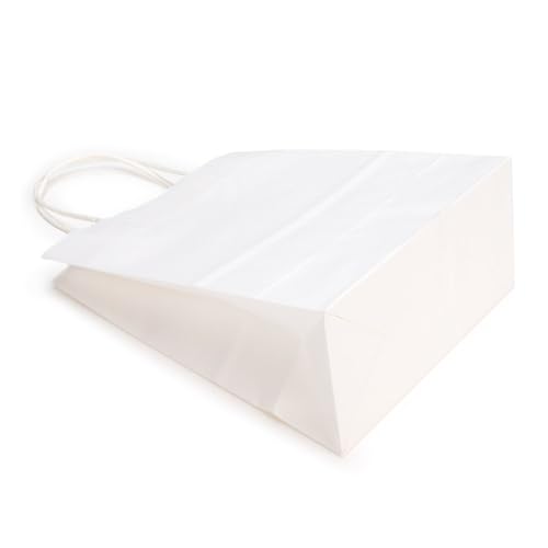 ClearBags White Paper Merchandise Handle Bags 90 Percent Recycled Content Twisted Paper Handles Bottom Gusset 7 1/16 x 3 9/16 x 9 1/16 Inches 100 GSM Kraft Paper 50 Pack GMB4W - color: White, size: 1 Count (Pack of 50)