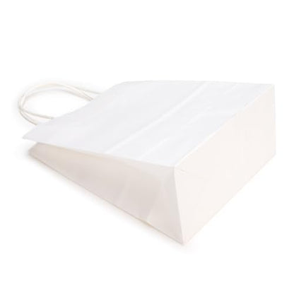 ClearBags White Paper Merchandise Handle Bags 90 Percent Recycled Content Twisted Paper Handles Bottom Gusset 7 1/16 x 3 9/16 x 9 1/16 Inches 100 GSM Kraft Paper 50 Pack GMB4W - color: White, size: 1 Count (Pack of 50)