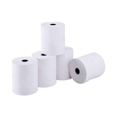 [3 1/8" x 220' - 50 Rolls] Karat BPA-Free Thermal Paper Rolls - Receipt Paper for POS, Credit Card & Cash Register - Clear & Fine Print - size: 220', style: 3 1/8"