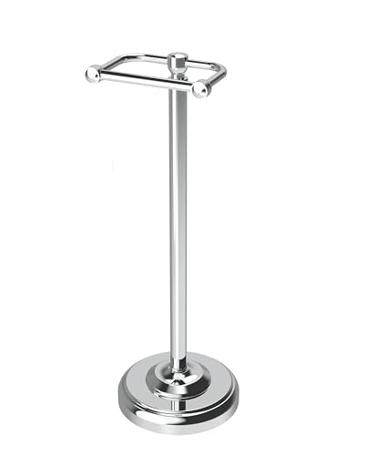 Toilet Paper Holder Stand, Toilet Paper Holder Free Standing,Post Pivoting Design & Stable Weighted Base SUS304 Stainless Steel for Bathroom (Chrome) - color: Chrome