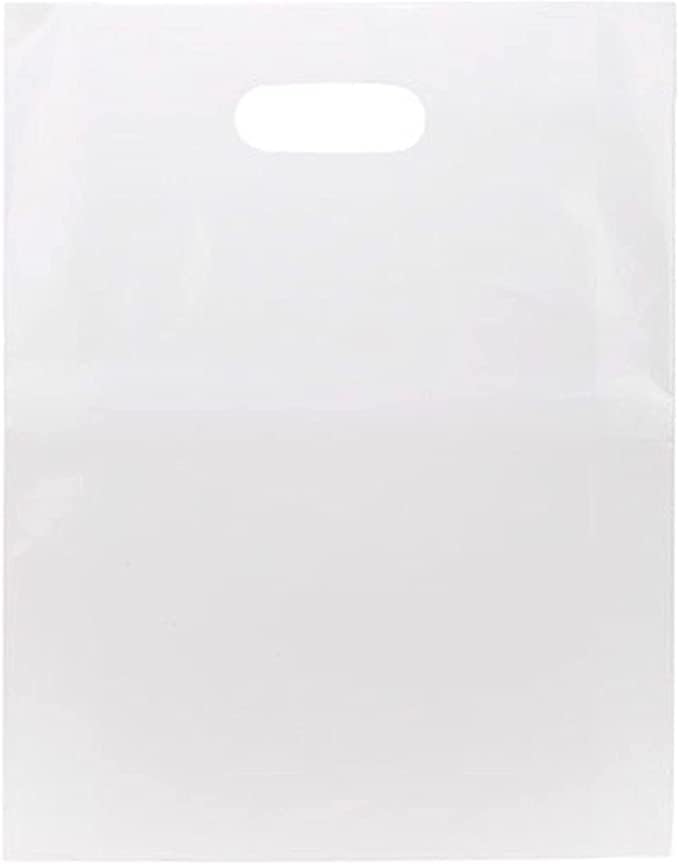 ClearBags 100 Frost Handle Bags 12x15, Extra Thick 2.25 Mil Retail Plastic Shopping Merchandise Gift Bags Tear Resistant Strong Durable Anti Stretch For Small Business LDPE Die Cut, 100% Recyclable - size: 12" x 15"