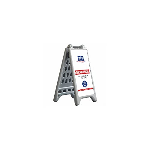 M&T Displays Floor Standing A-Frame Plastic Sign Holder Double Sided Street Sidewalk Sandwich Board Waterbase Advertising Poster Stand Outdoor Gray 12.80x22.44" for Pavement Store Retail Real Estate