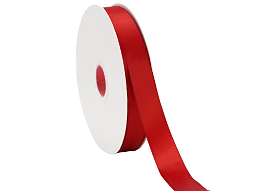 1" Red Double Face Satin Ribbon 100yd for Gifts & Weddings - color: Red, size: 1 inch