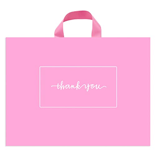 Thank You Shopping Bags - Soft Loop Handles Pink 50Pcs 12x15In - color: Pink, style: 12x15 in