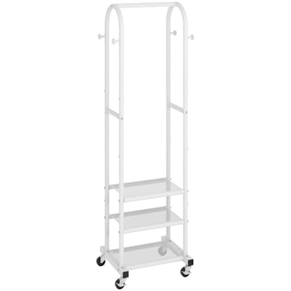 Kaitiemoo Clothing Rack, Mobile Garment Rack with Wheels & 3 Shelves, White - color: White