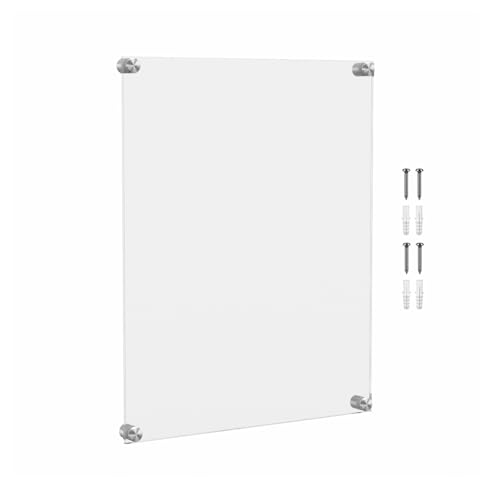 Marketing Holders Clear Acrylic Wall Frame 17 x 22 with Silver Standoffs Overall Dimensions: 20" x 25" Peel Protective Film Door Name Sign Lobby Office Sign Door - size: 17 x 22 inches