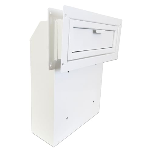 Through-the-Door Mailbox with Key Lock & Rear Access - color: White, size: Large