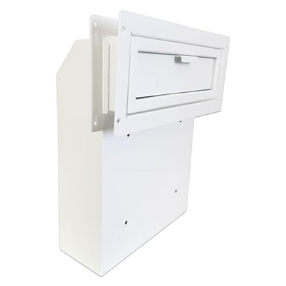 Through-the-Door Mailbox with Key Lock & Rear Access - color: White, size: Large