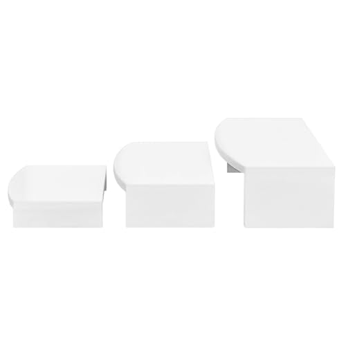 MOOCA 3-Piece Wood Hexagon Jewelry Display Stand Risers for Accessories - color: White