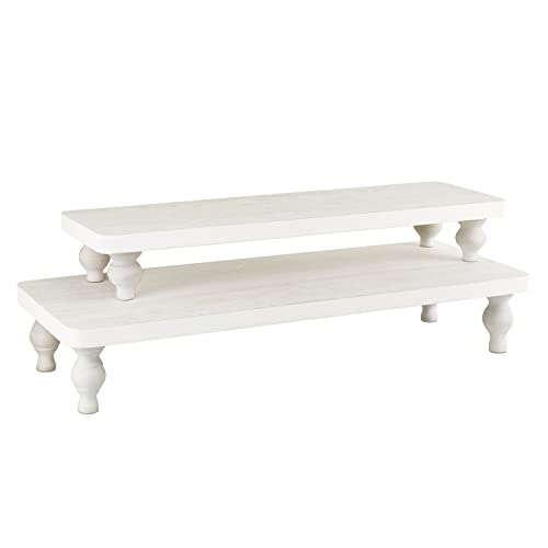 Ikee Design 2 Pcs Set Wooden Display Riser, Cupcake Dessert Display Riser - color: Wash White
