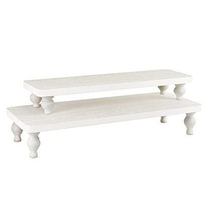 Ikee Design 2 Pcs Set Wooden Display Riser, Cupcake Dessert Display Riser - color: Wash White
