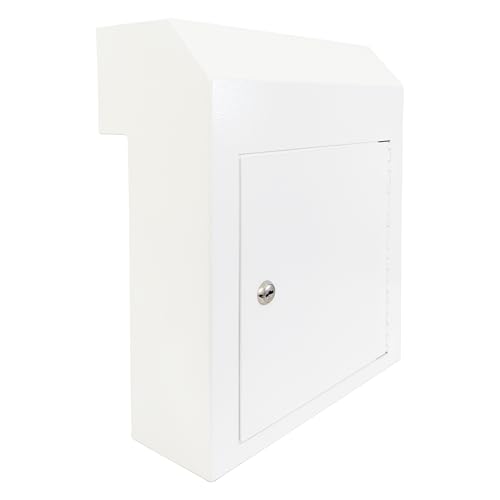 Through-the-Door Mailbox with Key Lock & Rear Access - color: White, size: Large