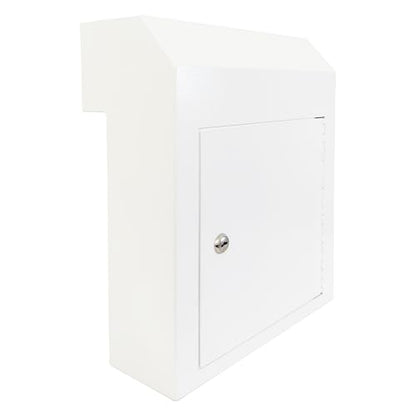 Through-the-Door Mailbox with Key Lock & Rear Access - color: White, size: Large