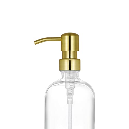 Clear Glass Jar Soap Dispenser with Gold Pump, 16oz - color: Gold