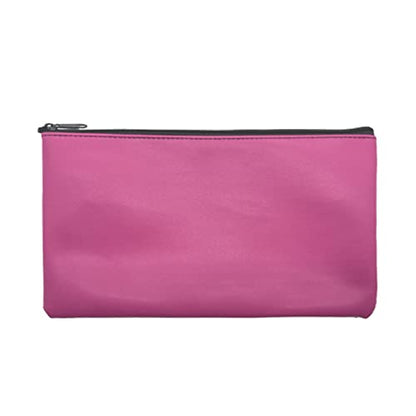 Zippered Security Bank Deposit Bag, PU Leather Cash and Coin Utility Pouch Bank Envelopes with Zipper (Rose red) - color: Rose red