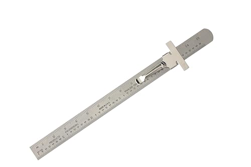 PEC Tools 6" Metal Pocket Rule, Inch & mm, Metric Equivalent Chart on Back - color: Metric Equivalent Chart, size: 1