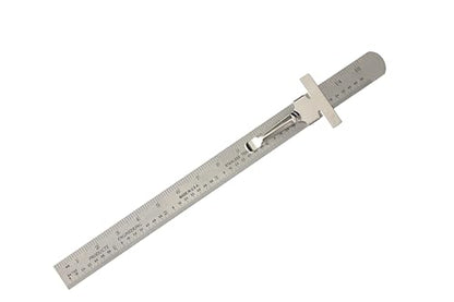 PEC Tools 6" Metal Pocket Rule, Inch & mm, Metric Equivalent Chart on Back - color: Metric Equivalent Chart, size: 1