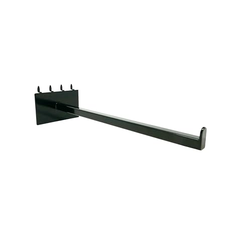 12" Pegboard Straight Arm Faceout Hook, Peg Shelf Bracket, Black, 1 Unit - size: 1 Unit