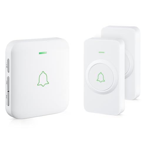 AVANTEK Wireless Doorbell, 1000 ft Range, 2 Buttons + 1 Receiver, White - color: White 1 Receiver + 2 Buttons