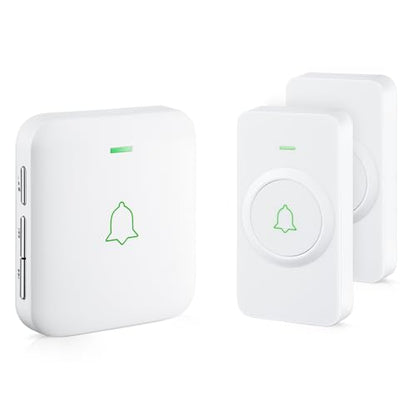 AVANTEK Wireless Doorbell, 1000 ft Range, 2 Buttons + 1 Receiver, White - color: White 1 Receiver + 2 Buttons