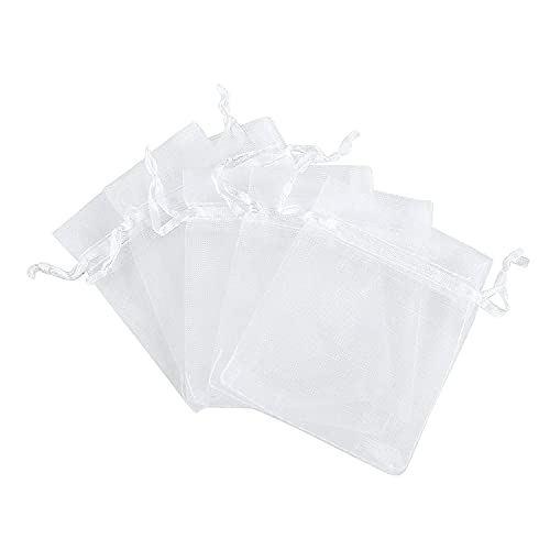 Wudygirl 100 PCS Organza Bags 3.9"x4.7" Gift Bags with Drawstring White - color: White, size: 3.9x4.7 IN