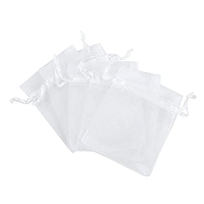 Wudygirl 100 PCS Organza Bags 3.9"x4.7" Gift Bags with Drawstring White - color: White, size: 3.9x4.7 IN