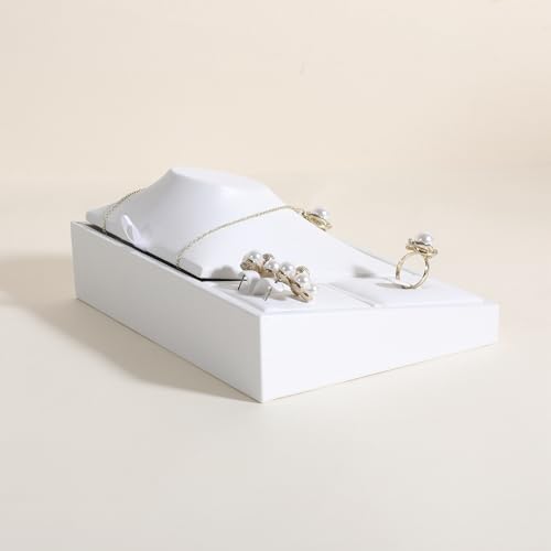White Jewelry Display Tray for jewelry selling, PU leather Necklace Holder Earring Display Stand, Jewelry organizer storage holder for boutique store【Jewelry display set】